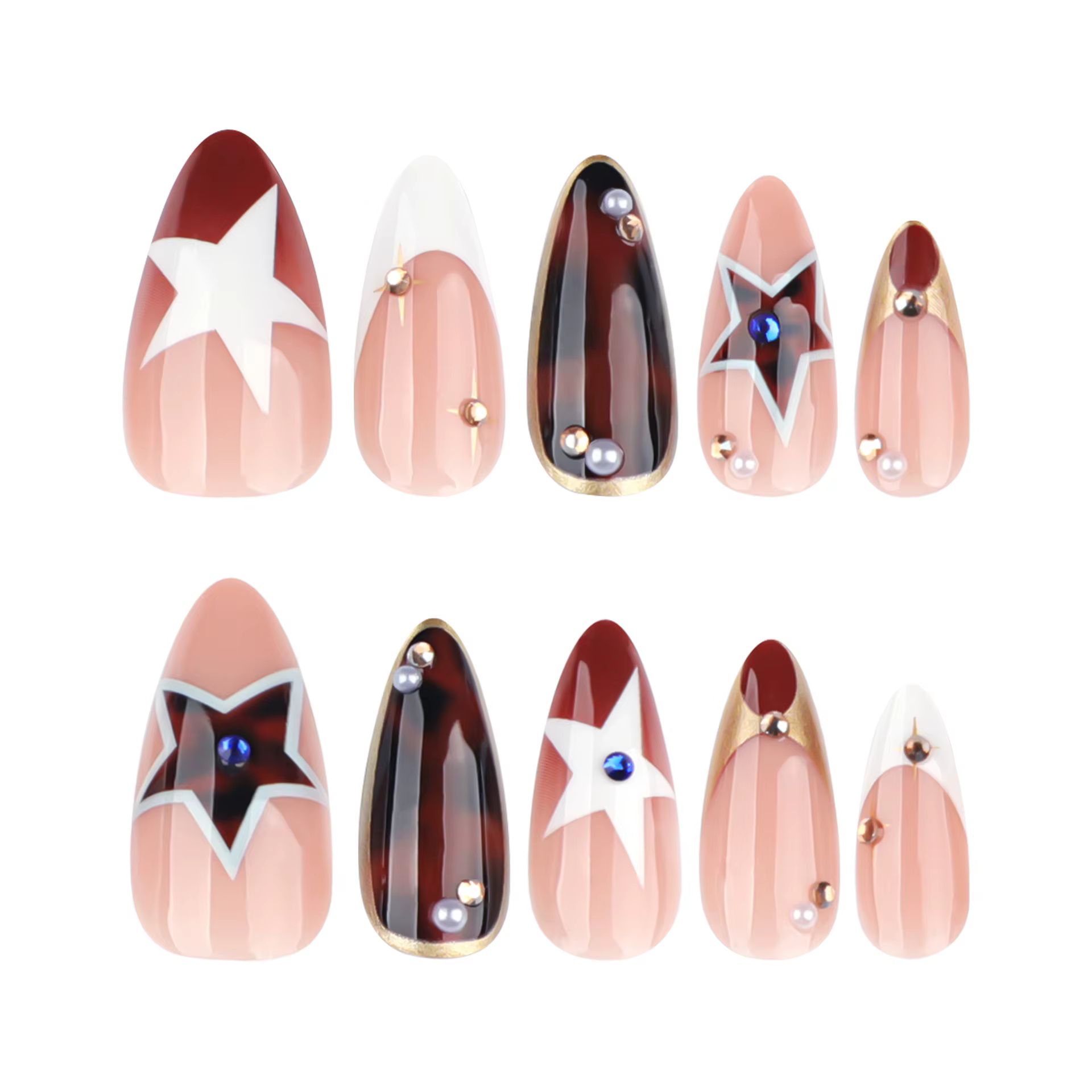 Automne marron français presse sur ongles
