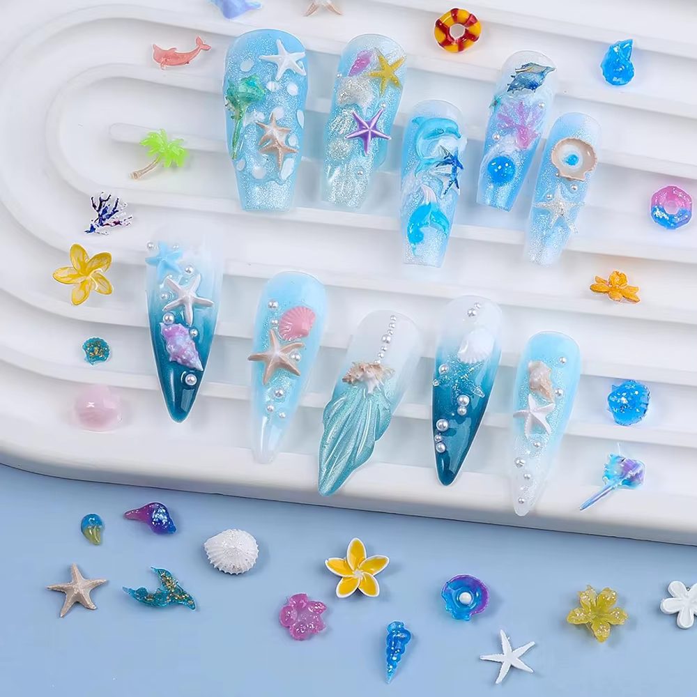 Moule à ongles en silicone Océan d'été