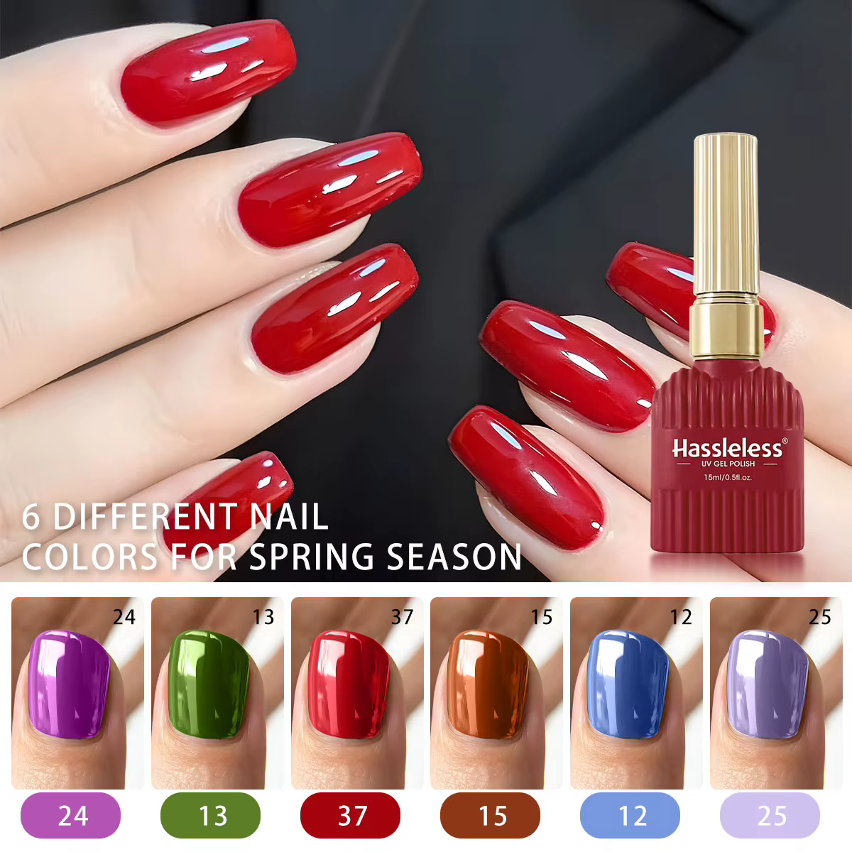 Ensemble de gel à ongles aux couleurs tendance printemps/été (6 pièces)