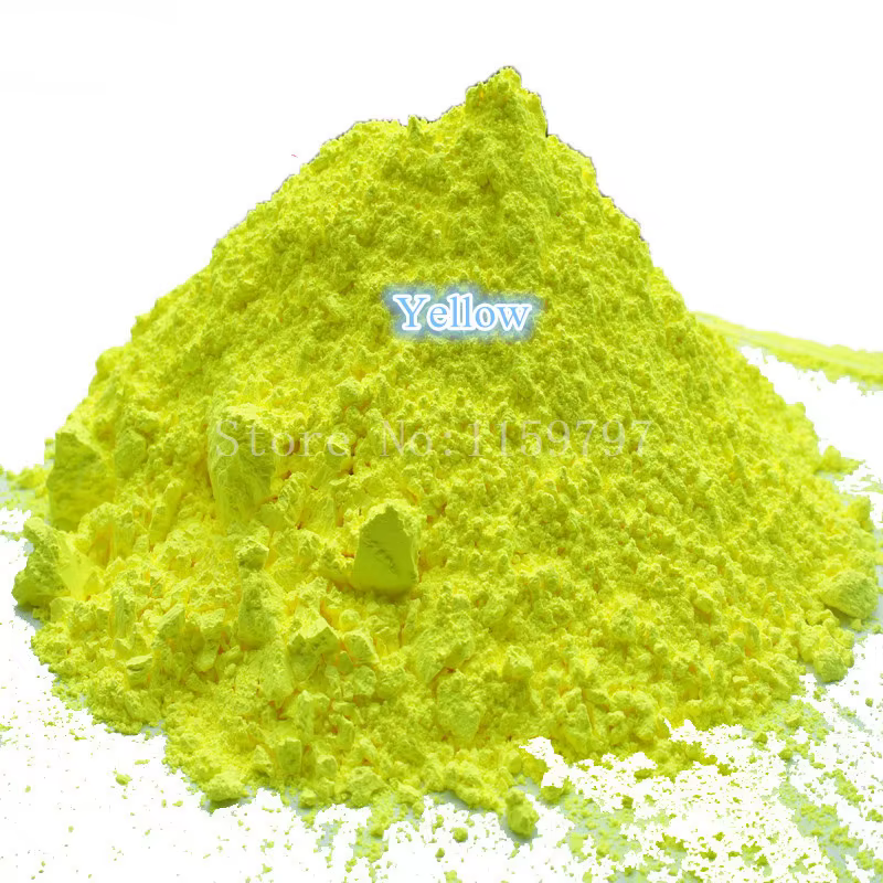 1kg vente en gros néon jaune vif ongles paillettes Fluorescence Pigment poudre de phosphore peinture fluorescente