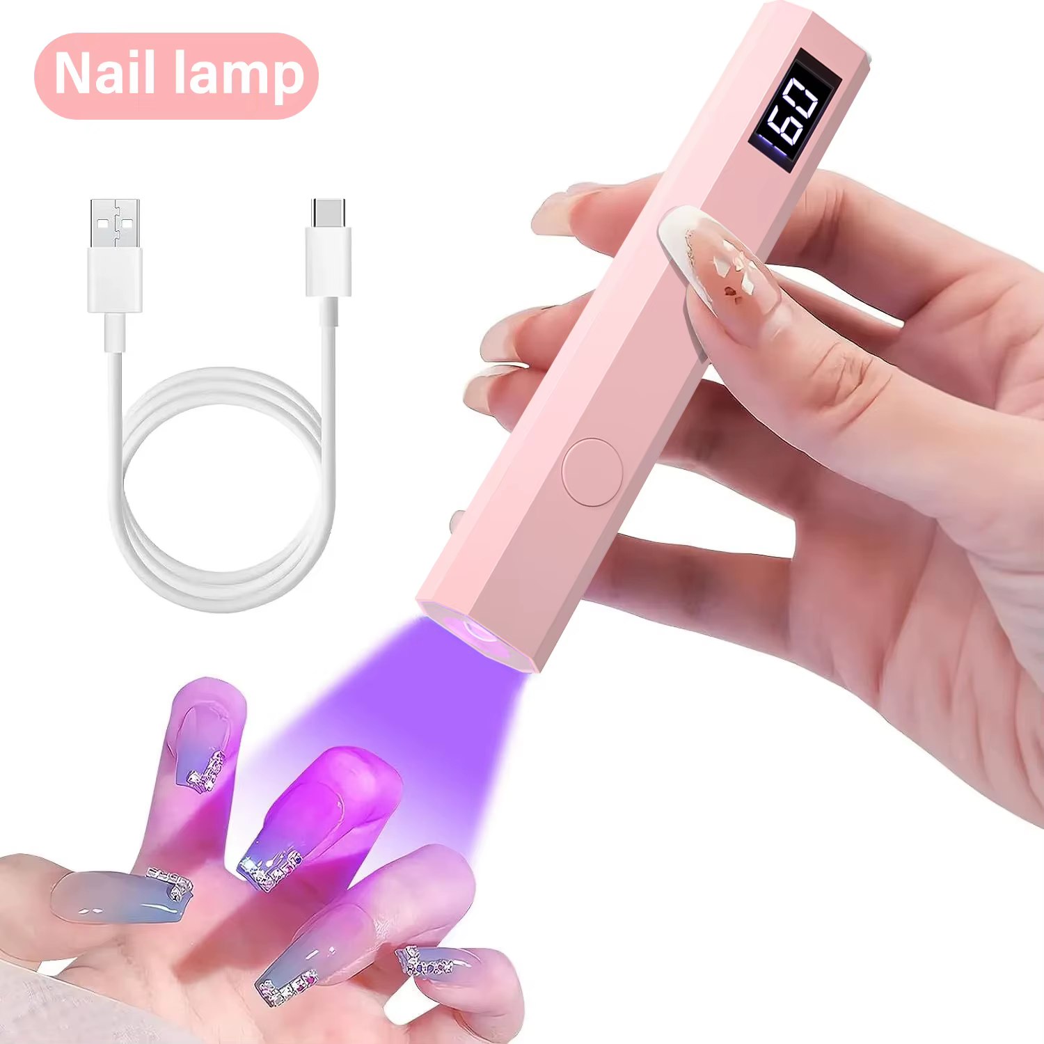 YIKOOLIN Séchoir à Ongles Rechargeable Pratique UV LED Lampe Portable à Main Séchage Rapide pour Tous les Gels Outil de