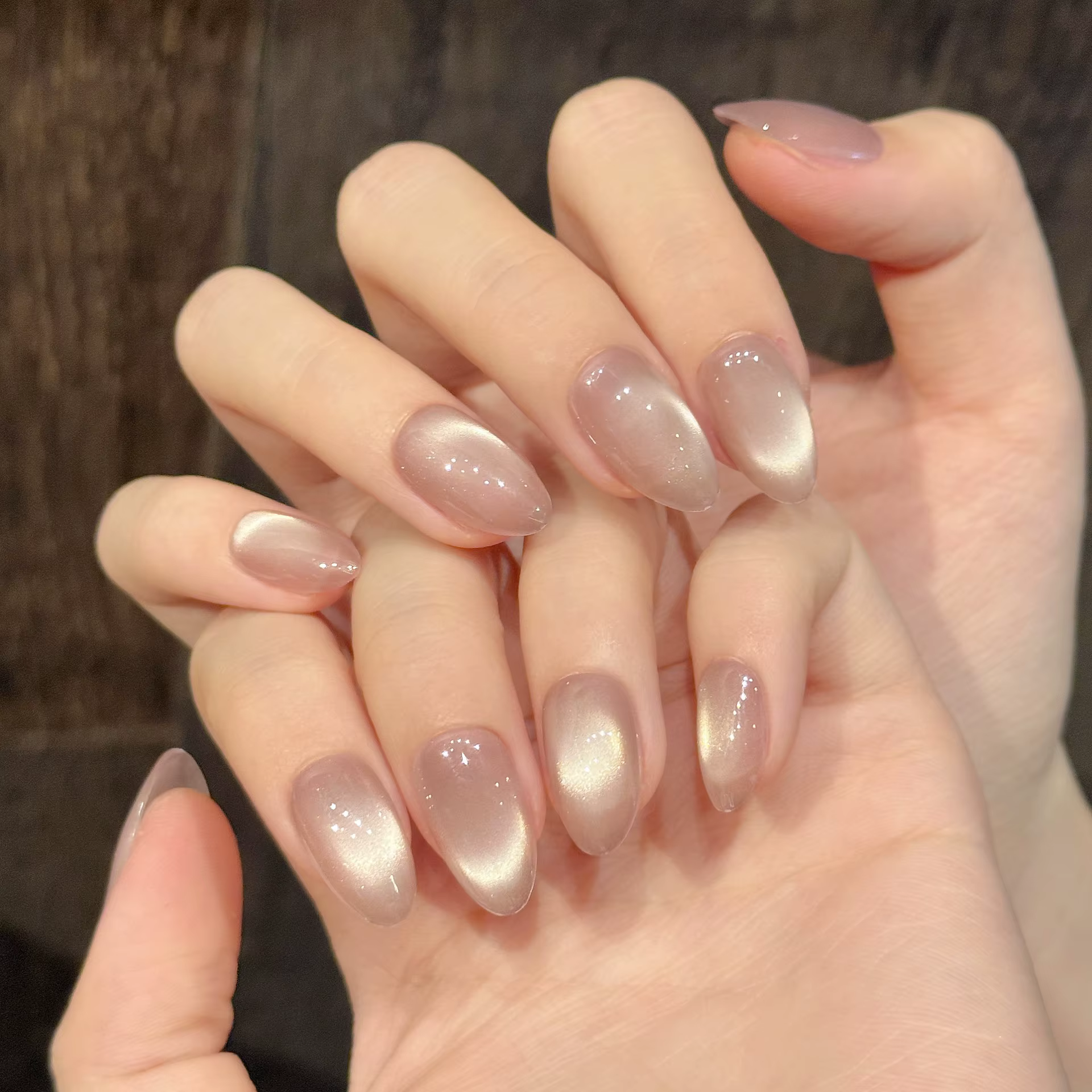 10 pièces presse à la main sur les ongles couleur unie perles de verre brillant oeil de chat faux