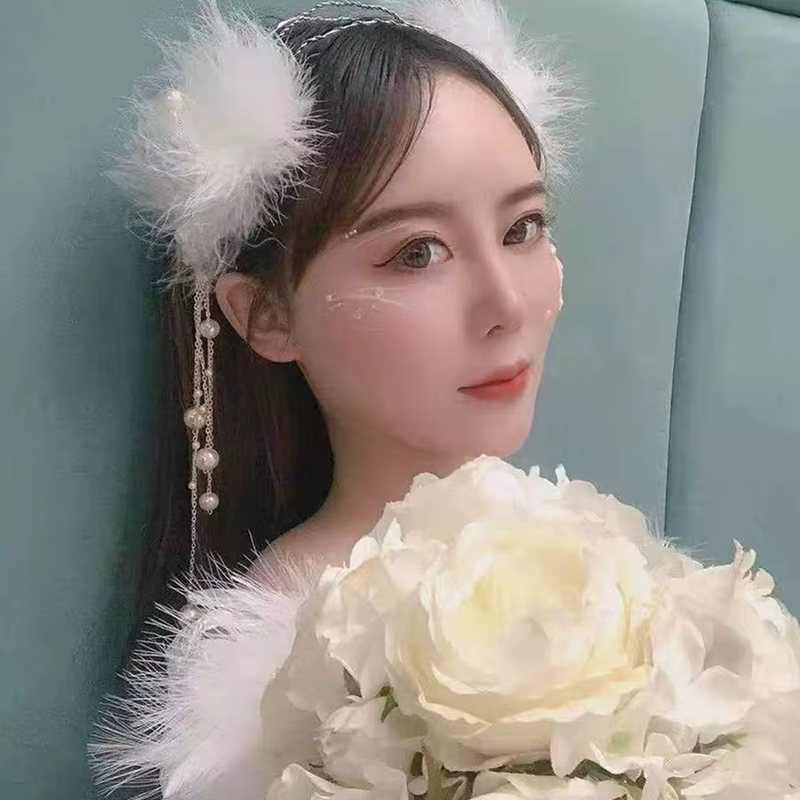 Pince à cheveux en plumes blanches dégradées pour femmes et filles, coiffure de mariage, barrettes de plumes douces, accessoires pour cheveux, 03 personnalité, 2 pièces