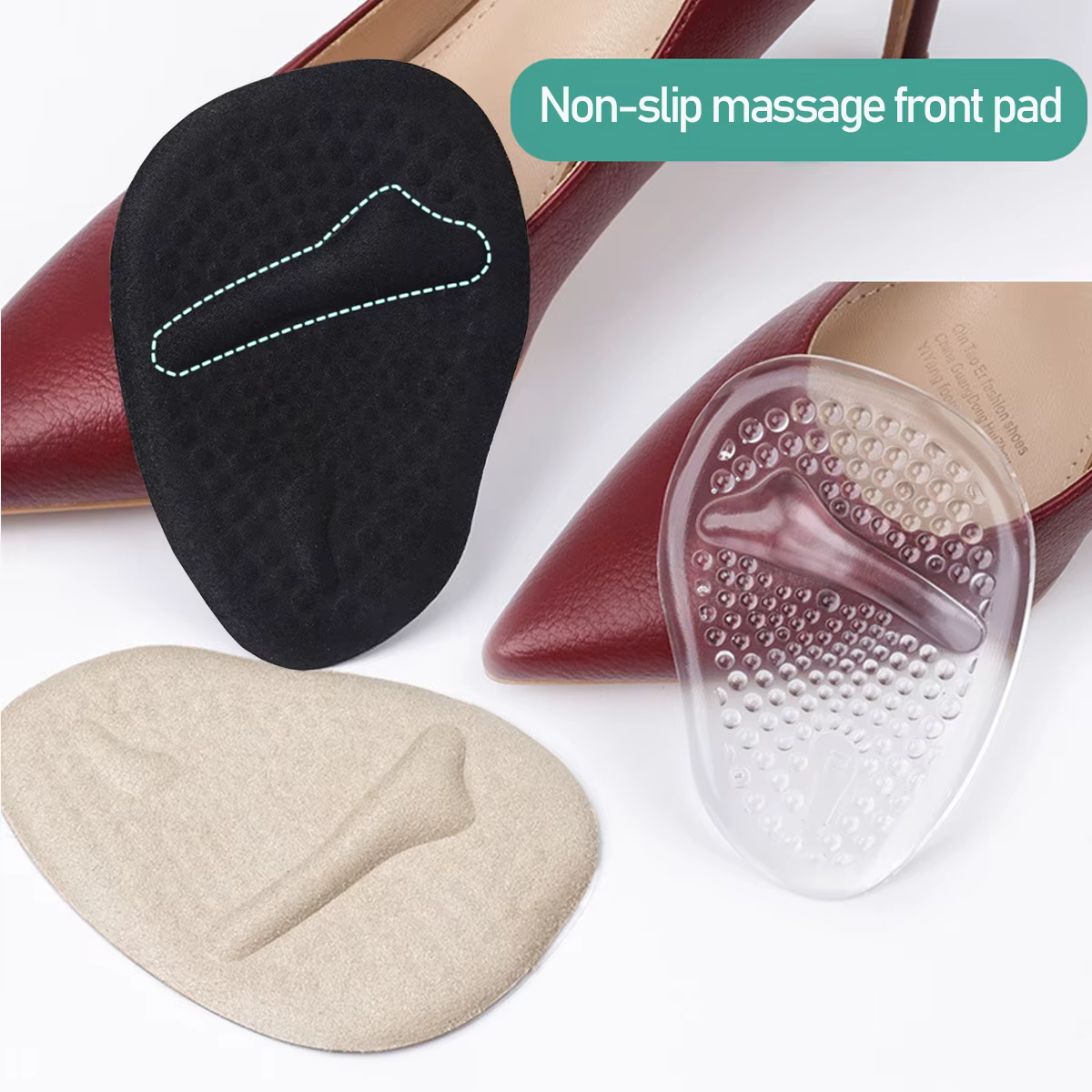 Coussinets métatarsiens en gel pour femme – Coussins auto-adhésifs pour l'avant-pied pour talons hauts et sandales |   Semelles intérieures antidérapantes pour soulager la douleur
