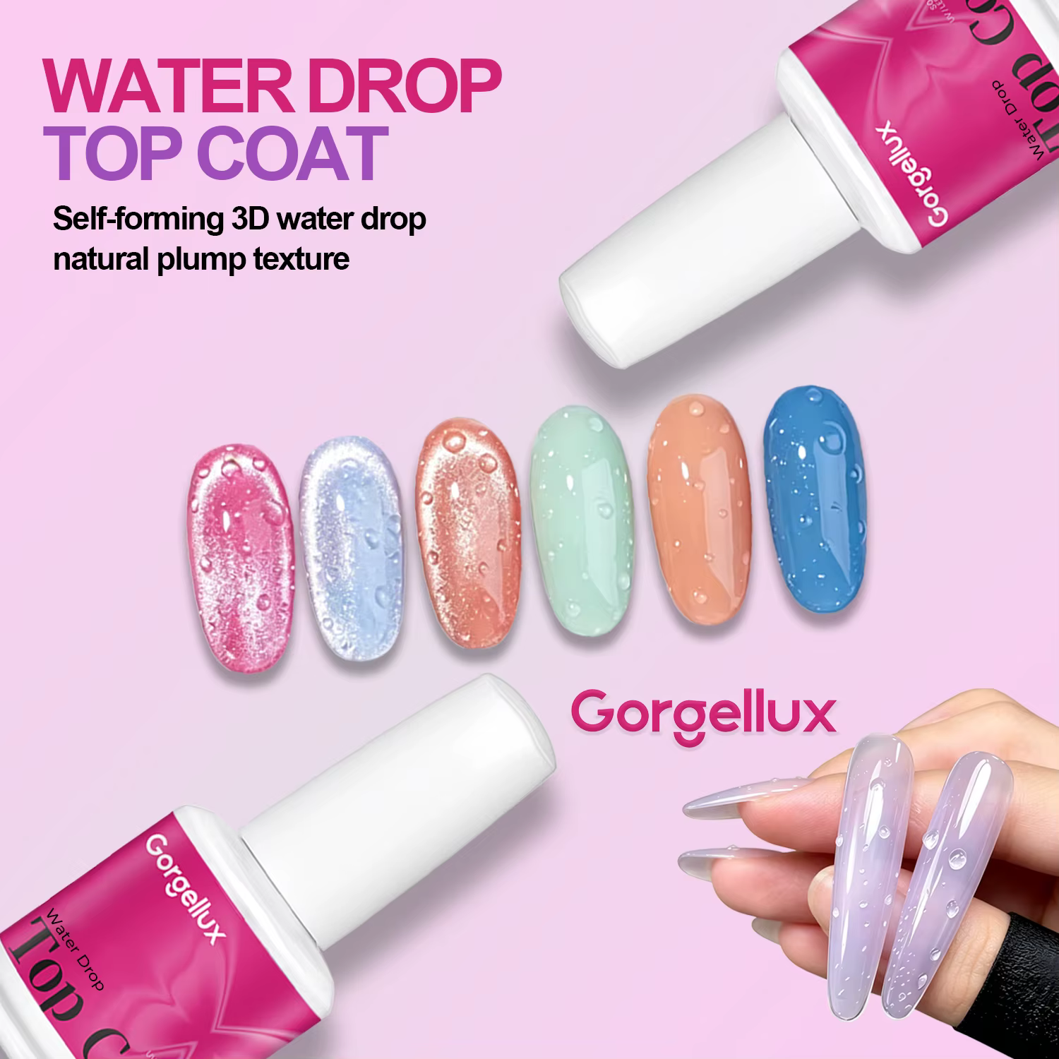 Nailpo Hema/TPO Free Water Drop Top Coat Sans Résidu Auto-lissant Séchage Rapide en 5 Secondes Longue Durée 15ml Haute Qualité Pour Effet 3D Manucure