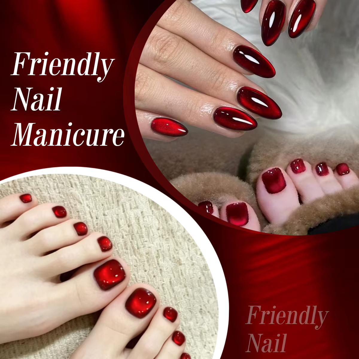 Gel magnétique rouge effet œil de chat pour ongles des orteils