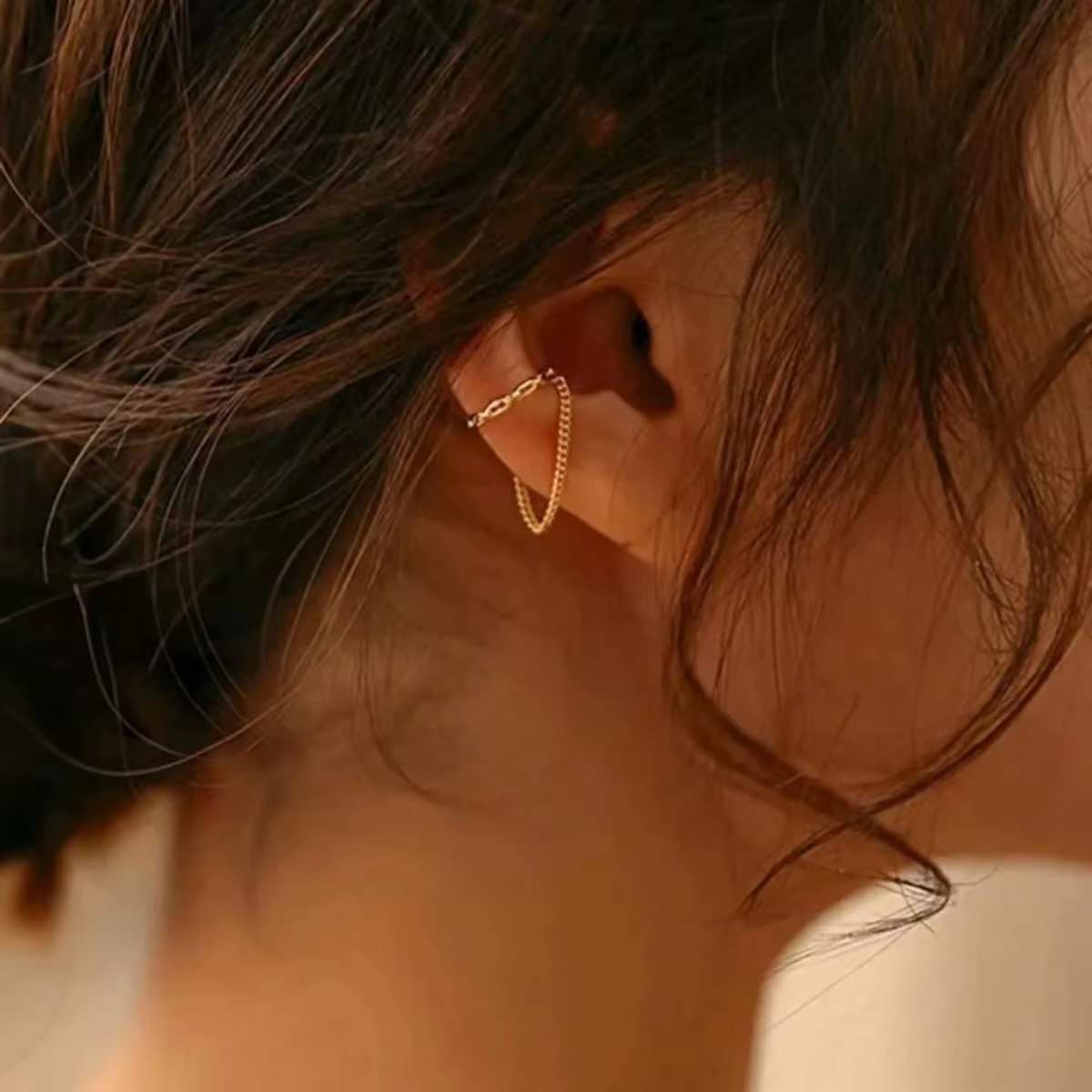 Boucles d'oreilles minimalistes sans Piercing pour femmes, 1 pièce, faux Piercing, chaîne, Clip en os, bijoux pour filles
