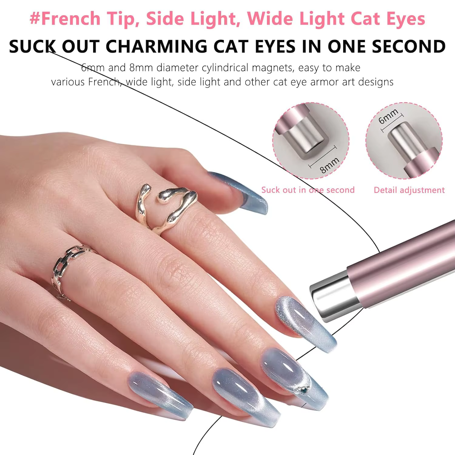 1/2 pièces Bille magnétique œil de chat pour ongles avec kit d'outils magnétiques