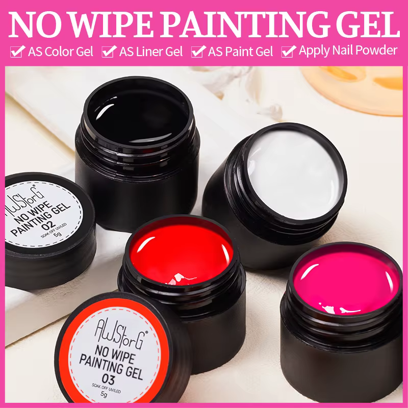 AWStorG 5g 4 en 1 sans lingette peinture Gel vernis pas fluide noir blanc couleur