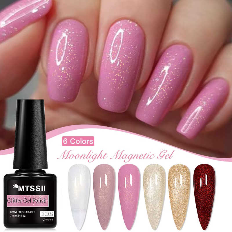Vernis à ongles gel pailleté rose