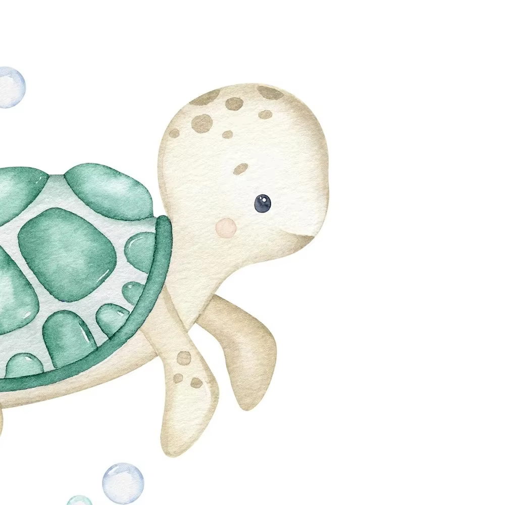 Impressions de pépinière d'animaux marins, dessin animé, tortue de mer, affiche d'interconnexion, art d'animaux marins, peinture sur toile, décor mural de chambre d'enfant