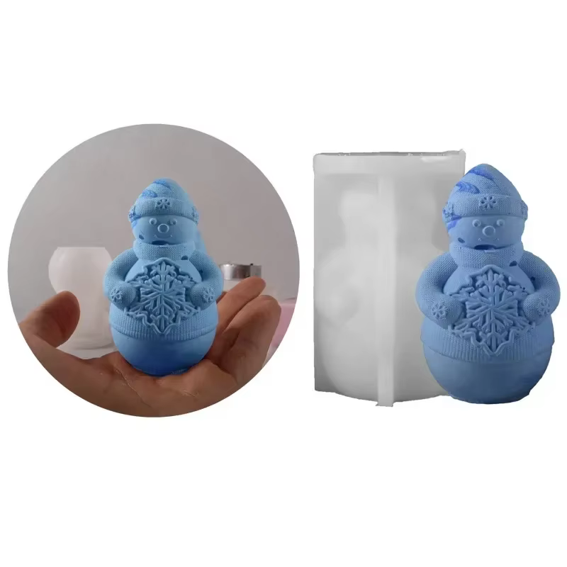 Moule à bougie en silicone flocon de neige 3D, bonhomme de neige fait à la main bricolage, bougie Regina, artisanat en plâtre, moule en résine pour cadeaux de Noël