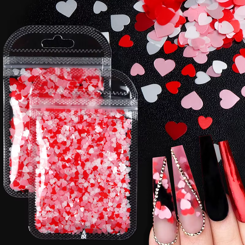 1 paquet saint valentin rose rouge Nail Art paillettes