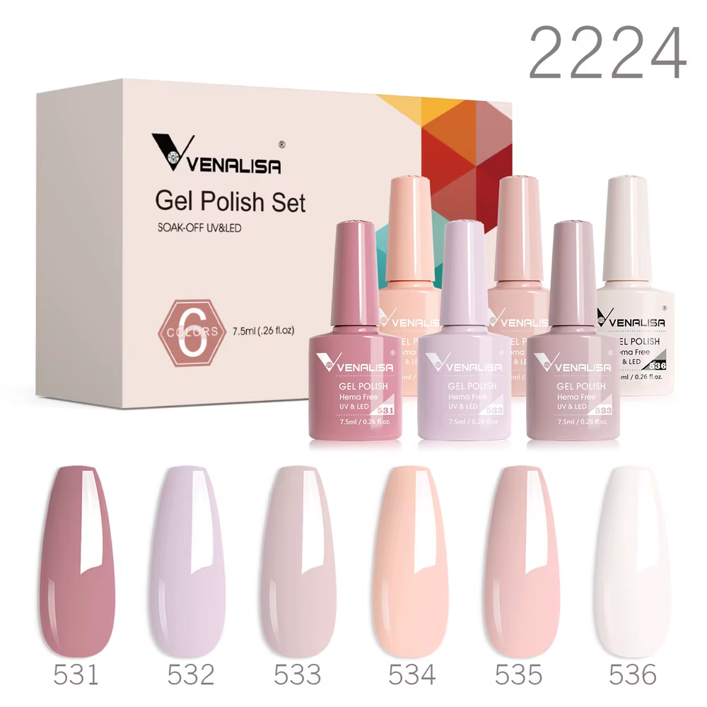 6 pièces/ensemble VIP5 Venalisa Gel vernis à ongles HEMA gratuit gelée rose couleur nue