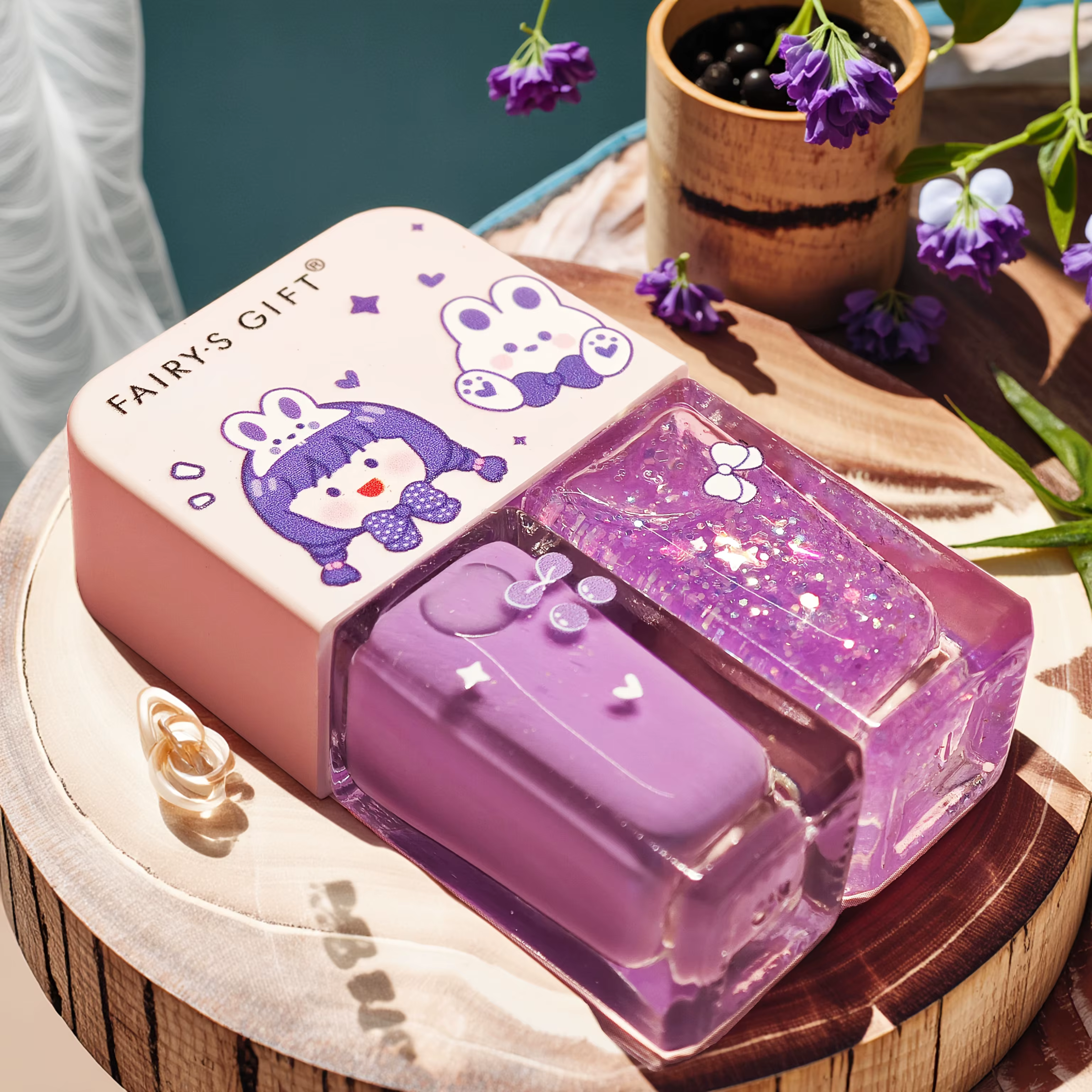 S04 violet fille cadeau de fée ensemble de 2 bouteilles vernis à ongles sans cuisson séchage rapide pelable à base