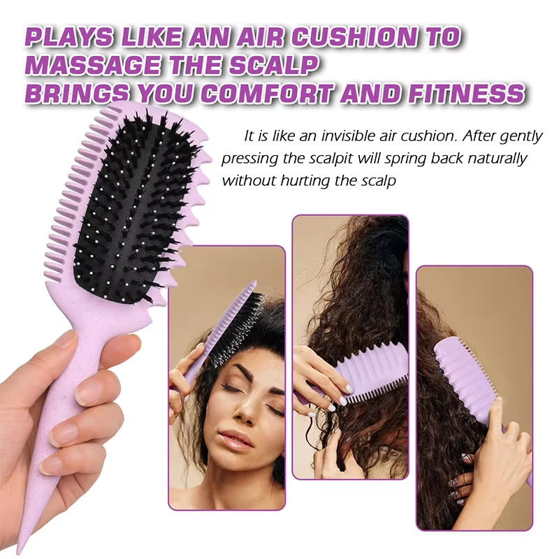 Brosse de définition de boucles, brosse coiffante pour peigner et façonner les boucles des femmes pour réduire la traction
