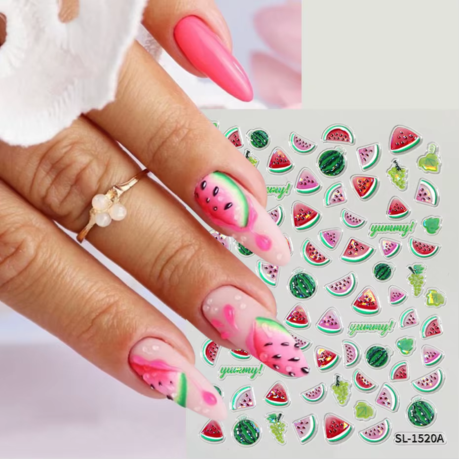 2 autocollants pour ongles en gelée aux fruits tropicaux