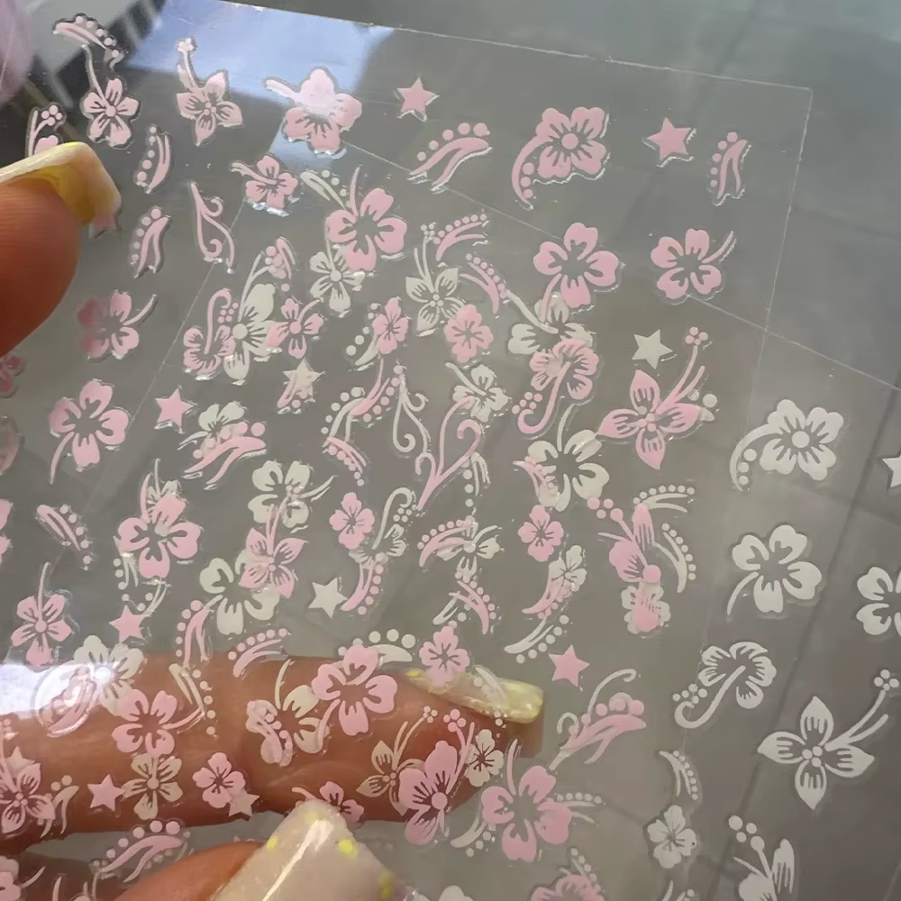 Autocollant pour ongles fleurs d'hibiscus 3D