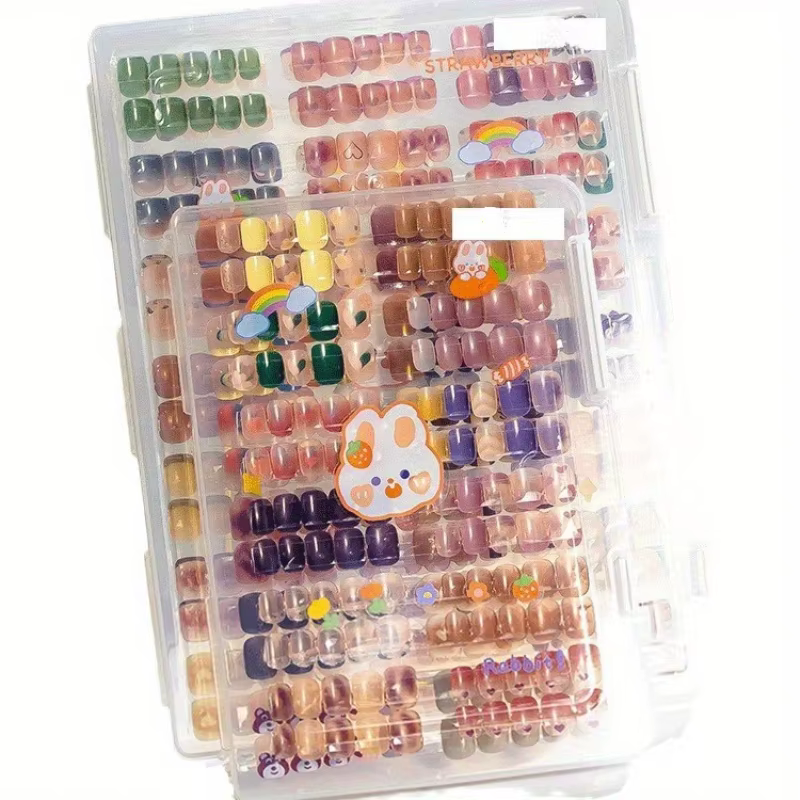 Boîte de rangement transparente de grande capacité pour ongles - Boîte d'organisation et de présentation de faux ongles anti-poussière - Peut contenir 24/42 pièces d'ongles