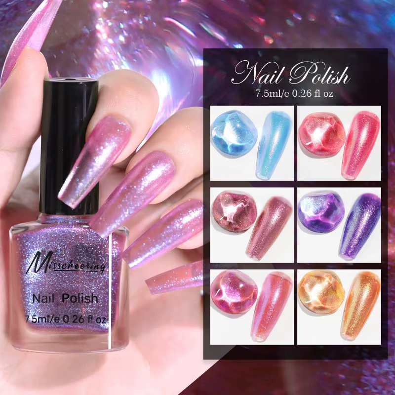 Verhéritage à ongles caméléon nacré, vernis à ongles huileux scintillant, sans pelage, sans odeur, sans décoloration, vernis à ongles sans lampe, salon