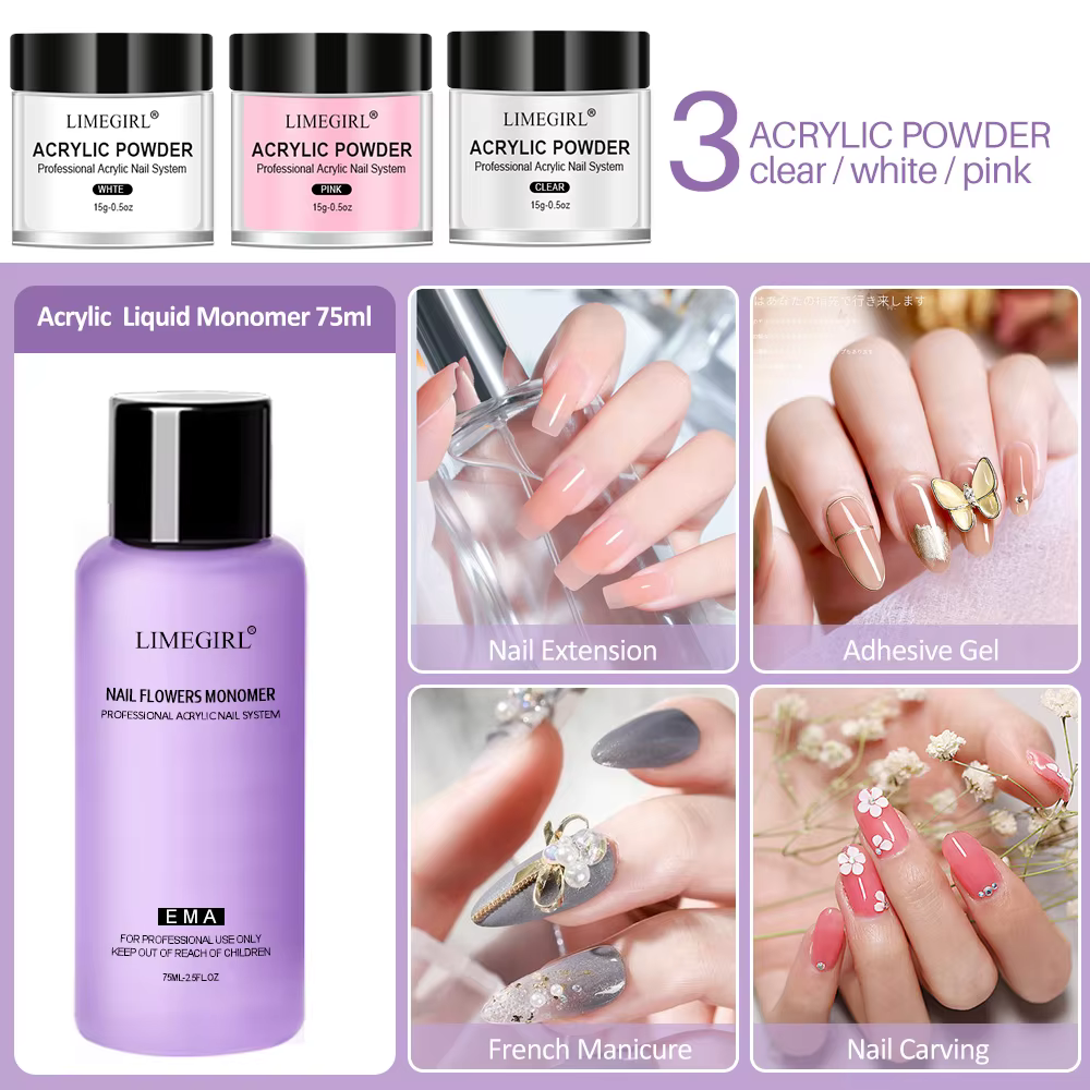 Poudre acrylique pour ongles et monomère liquide