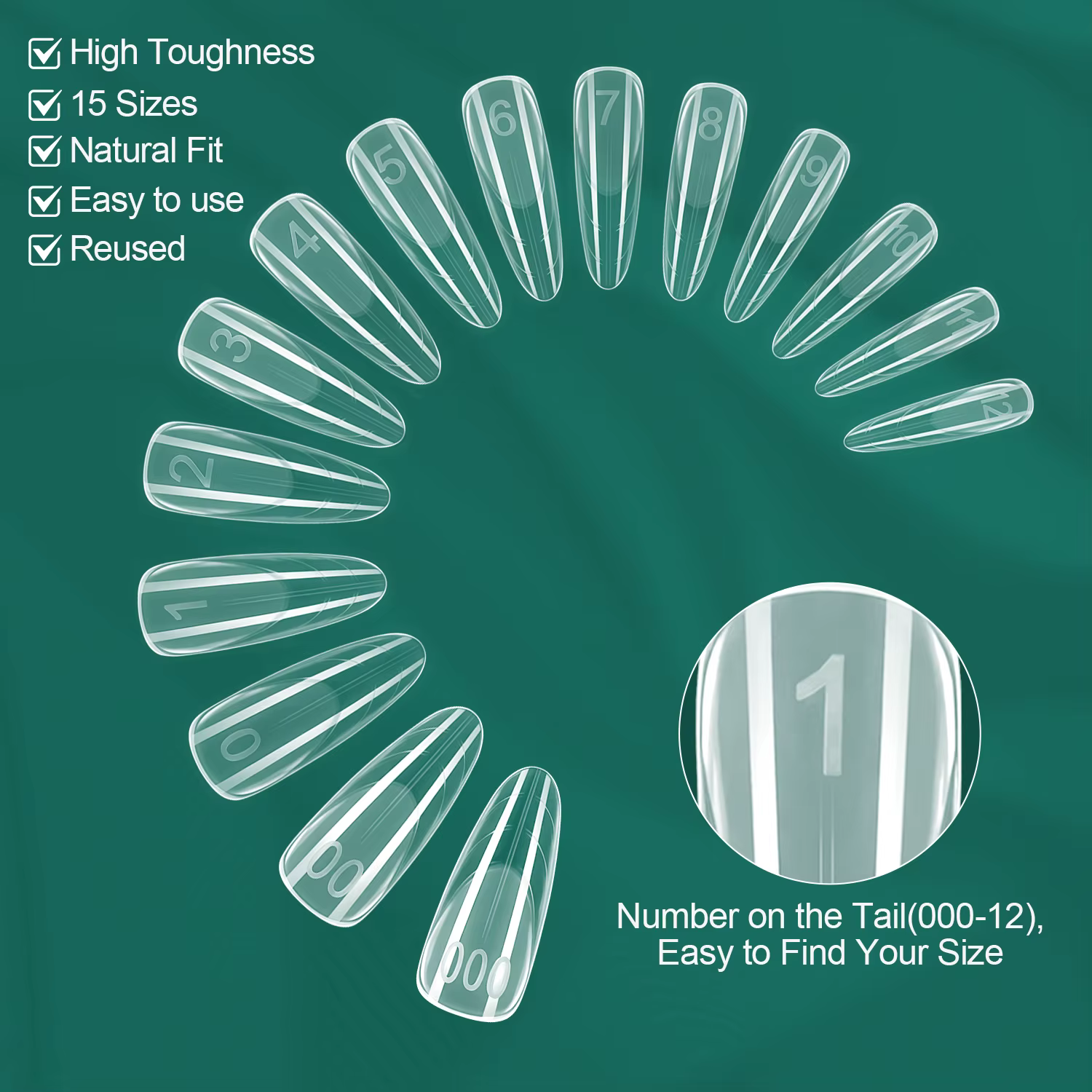 Nailpop French Zone Dual Nail Forms 15 Tailles Ultra Résistantes Professionnelles Faciles à Réutiliser pour Extension