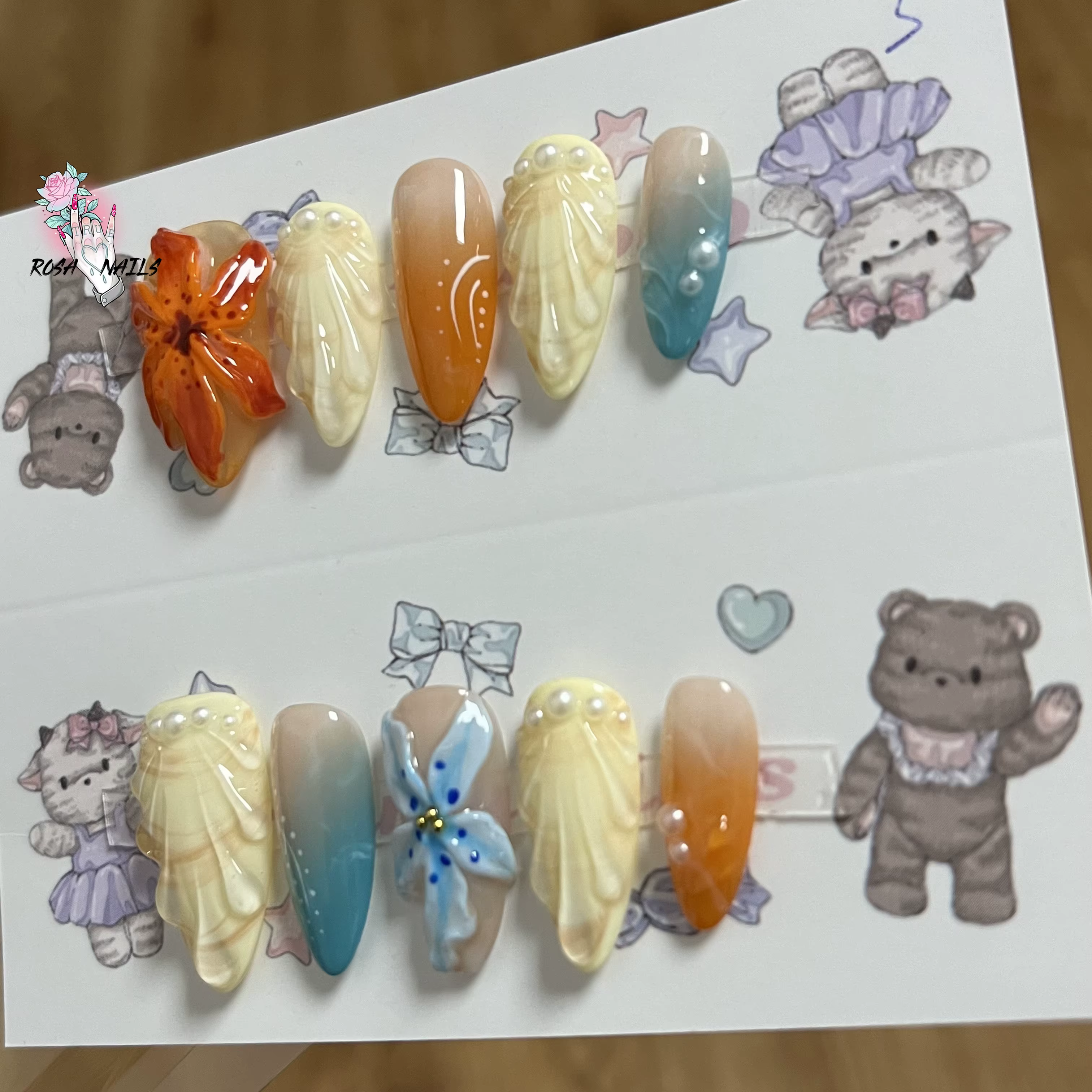 3D vacances ongles fleurs coquille Nail Art pointe
