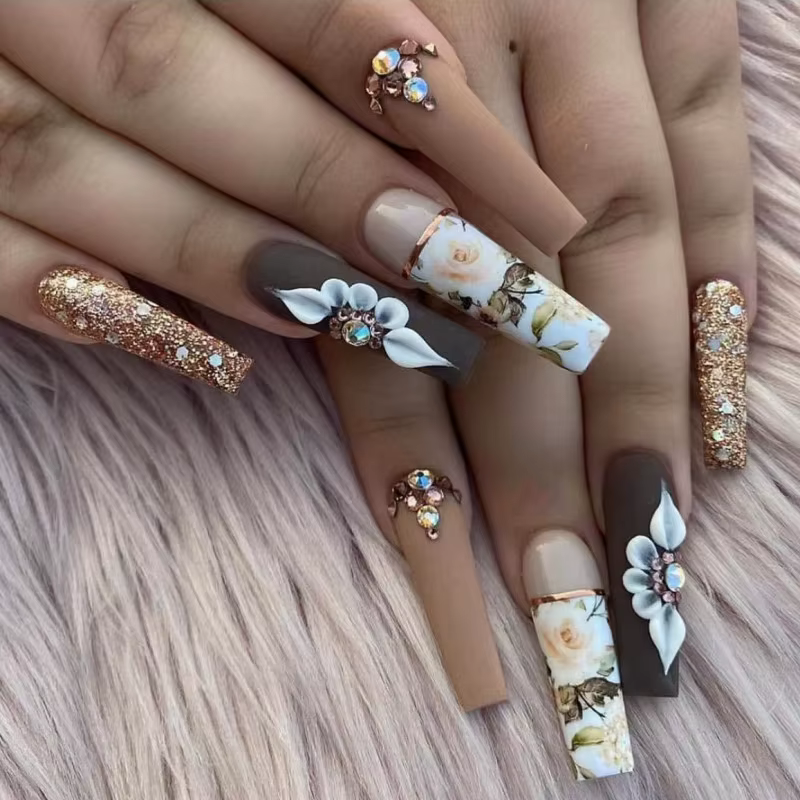 Faux ongles mi-longs pour femmes et filles