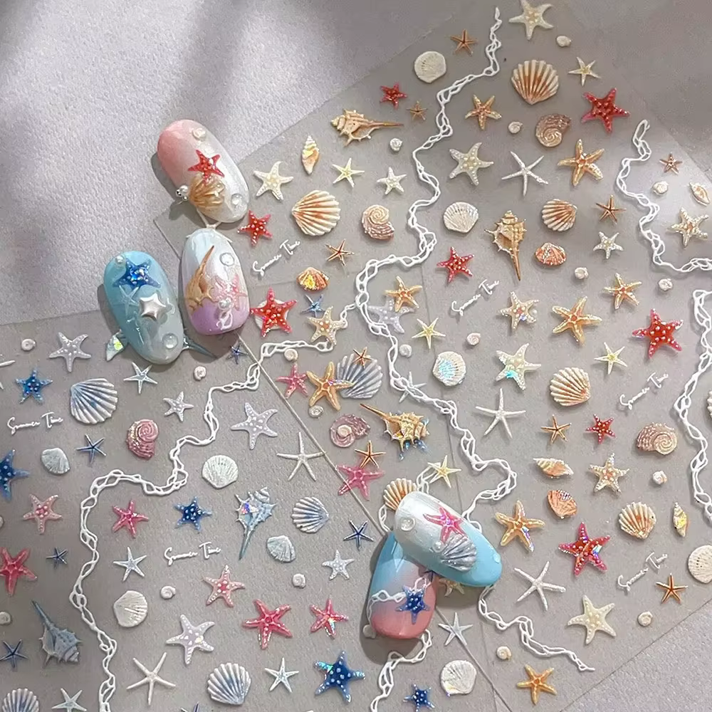 Autocollants pour ongles thème mer d'été