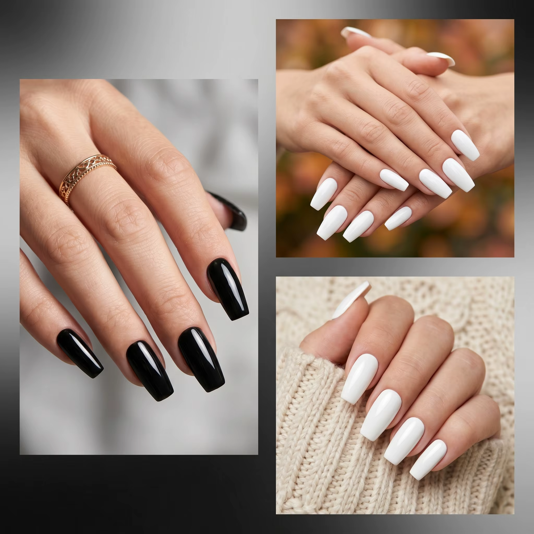 Vernis à ongles gel classique noir et blanc