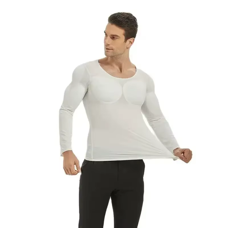 3D faux Muscle T-Shirt homme Cosplay bras poitrine sous-vêtements fête corps Shaper Invisible coussin Abdominal haut Corset sous-vêtements