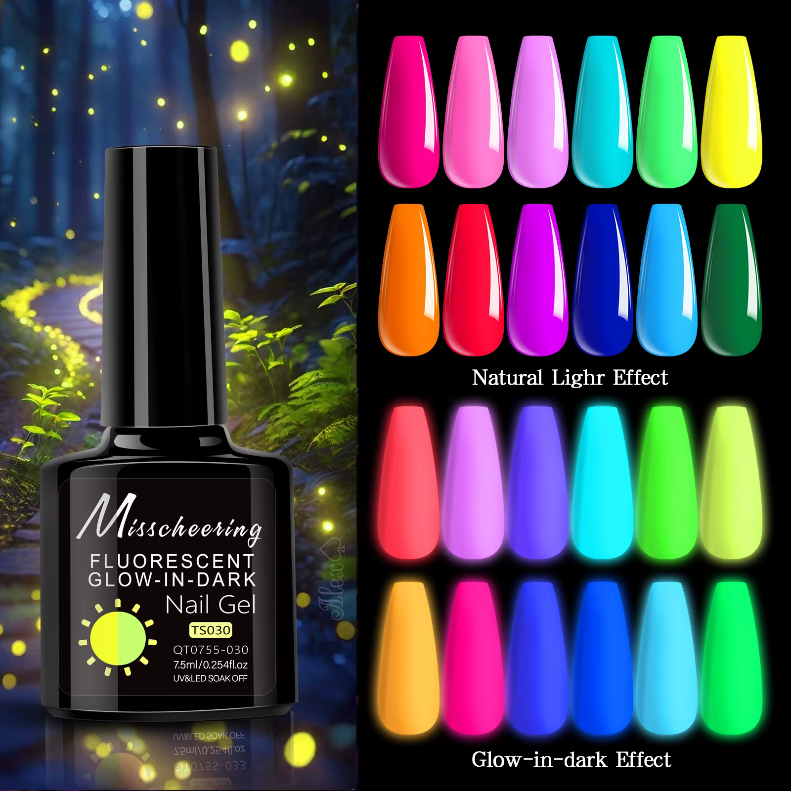 Vernis à ongles Gel Fluorescent néon qui brille dans la nuit