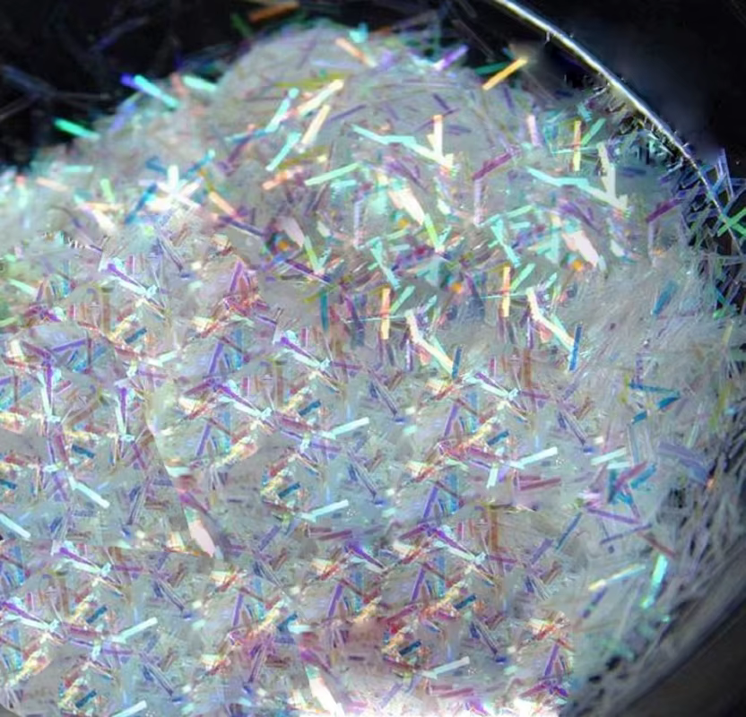 1 boîte de paillettes à rayures colorées blanches AB
