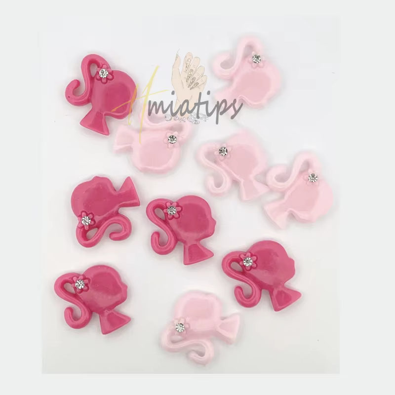 Breloques à ongles Kawaii pour fille rose 3D