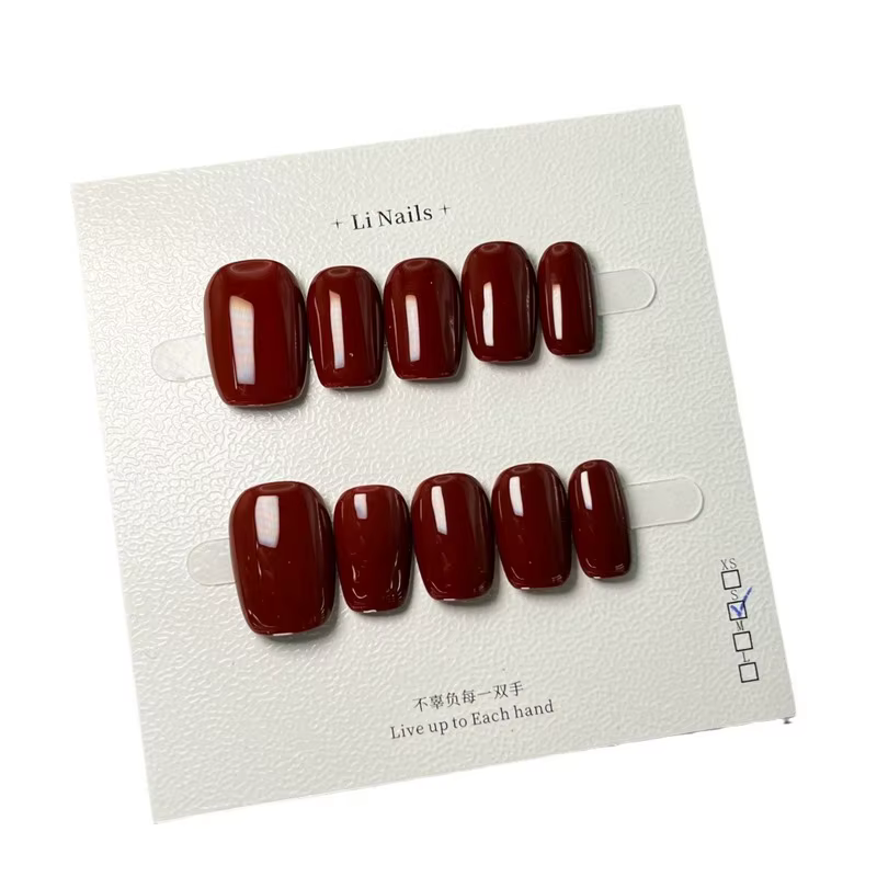 Vin rouge cerise pur fait à la main ongles portables de haute qualité monochromatique blanc améliorant automne hiver nouveau Style beauté santé