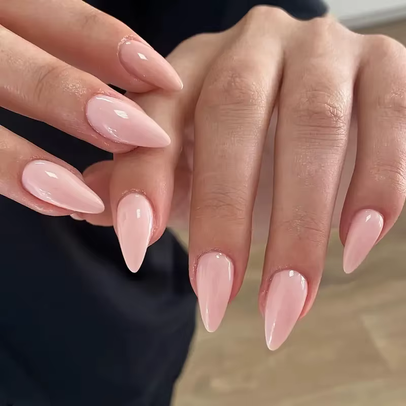 120 pièces/boîte, faux ongles en amande de couleur rose moyen