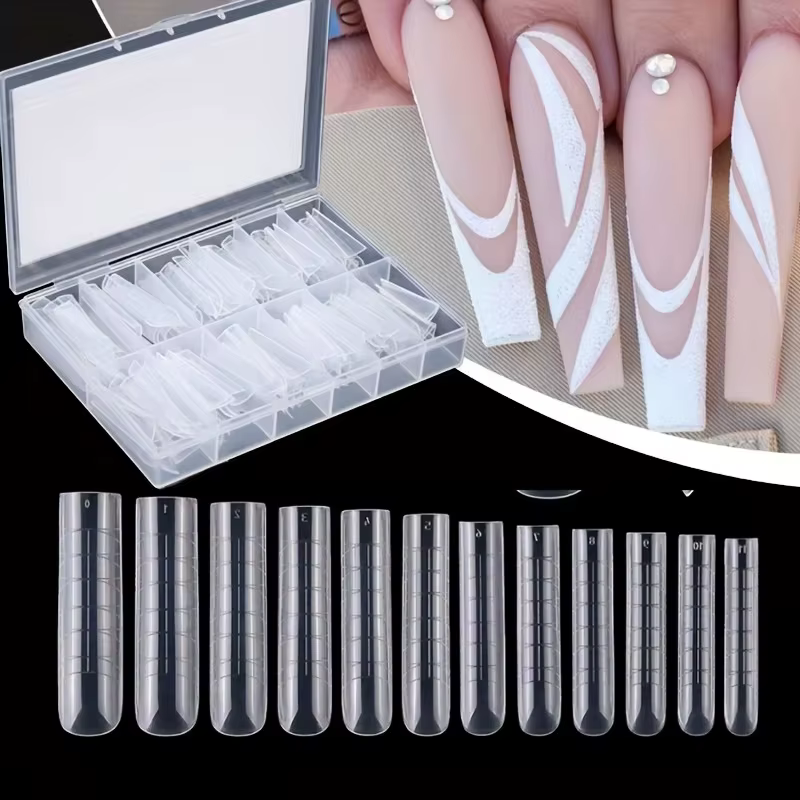 120 pièces de système d'ongle double à couverture complète transparente pour nail art acrylique en gel UV – comprend