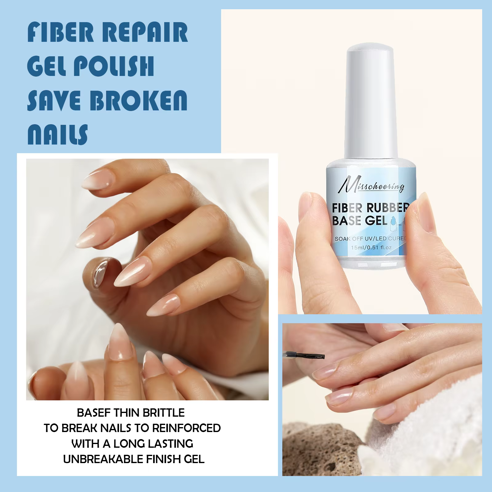 Vernis à ongles Gel à Base de caoutchouc et Fiber de verre