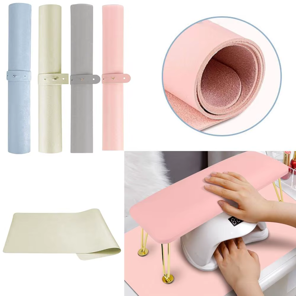 Tapis de manucure pliable en cuir PU
