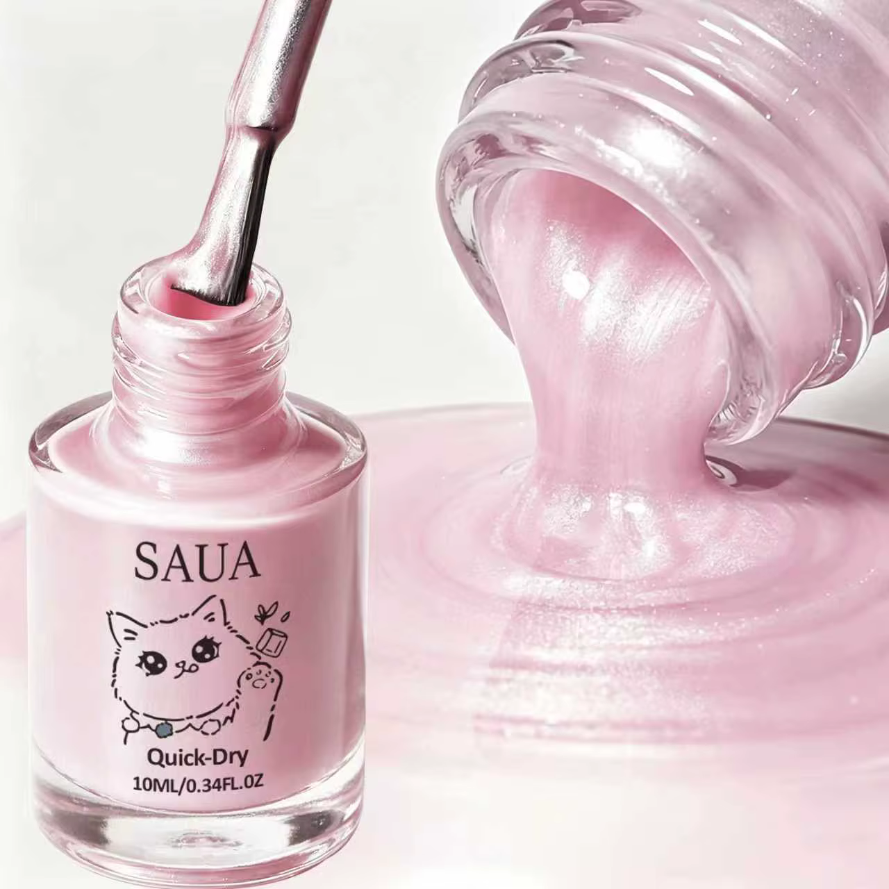 Vernis à ongles nacré rose ; séchage rapide