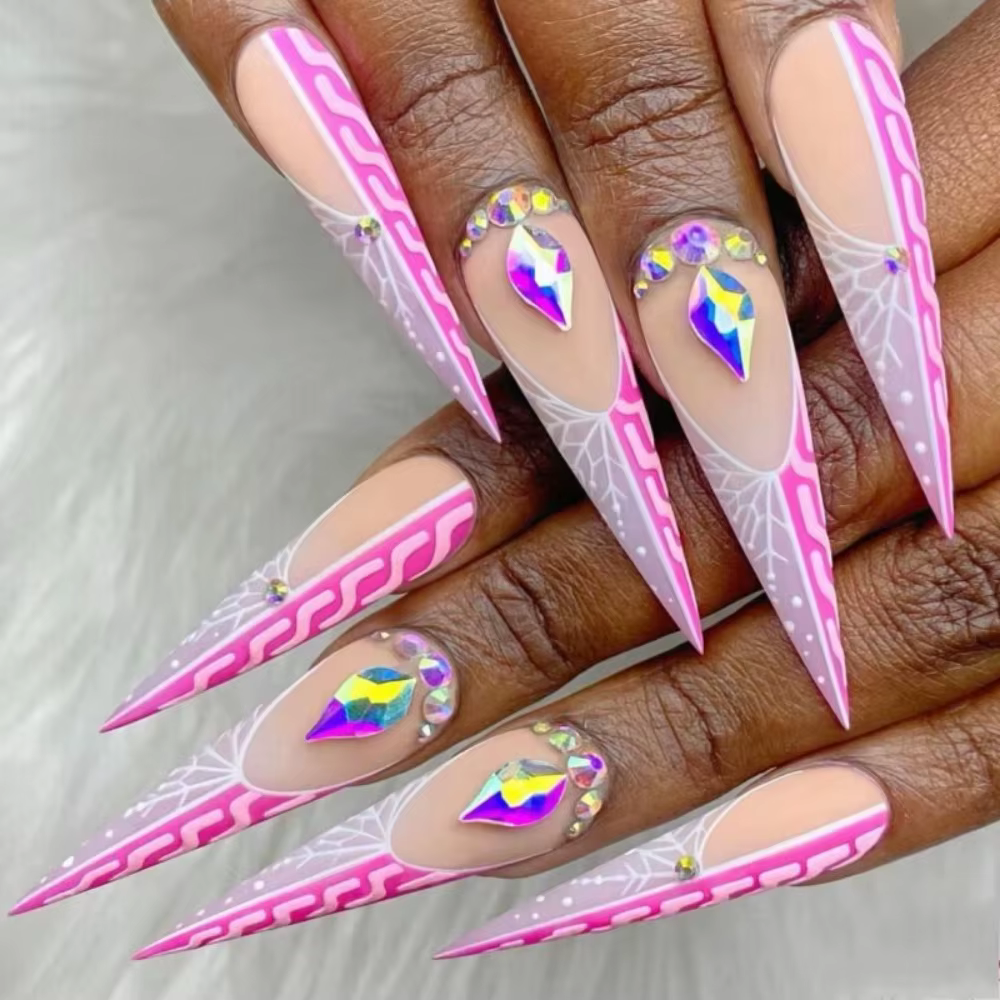 Faux Ongles Longs en Forme d'Amande pour Halloween