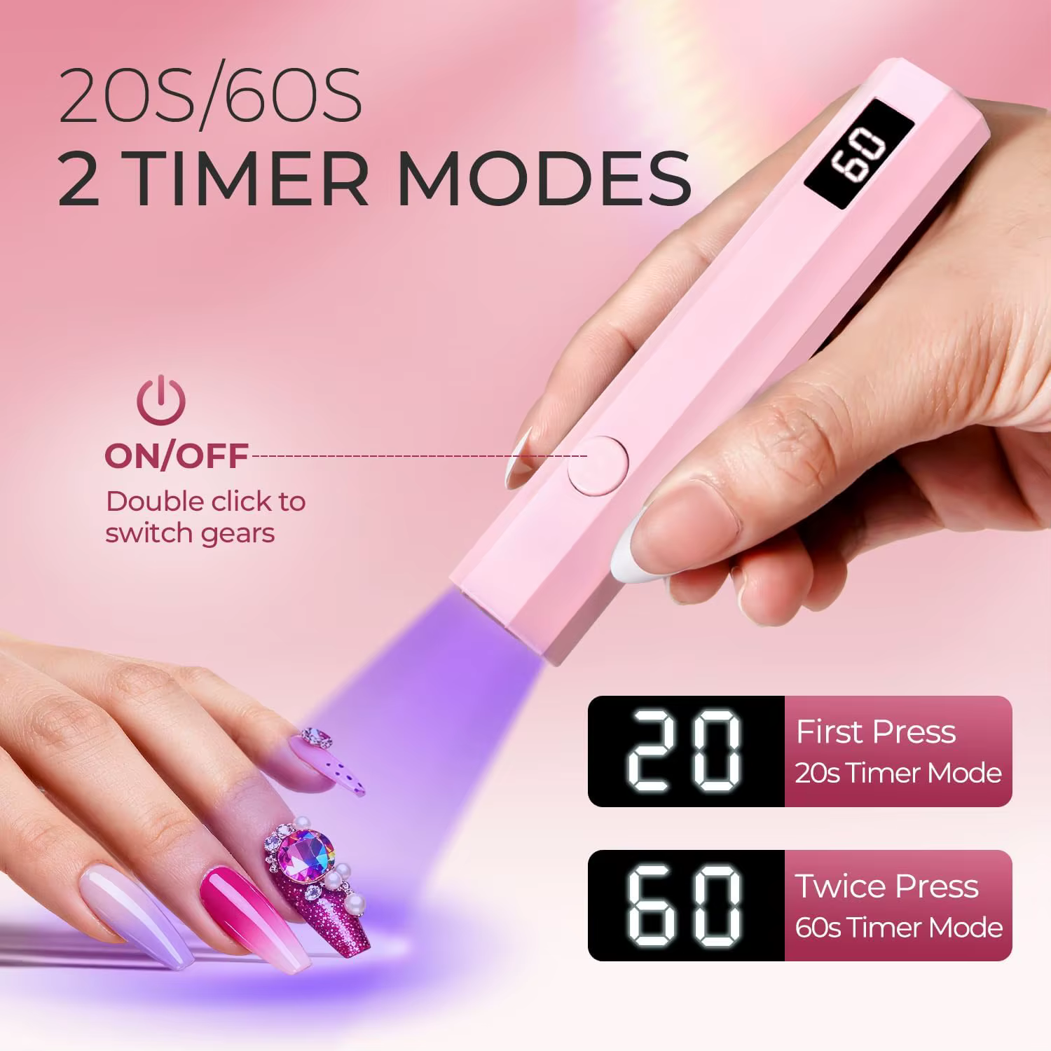 Ensemble de lampes à ongles UV/LED sans fil