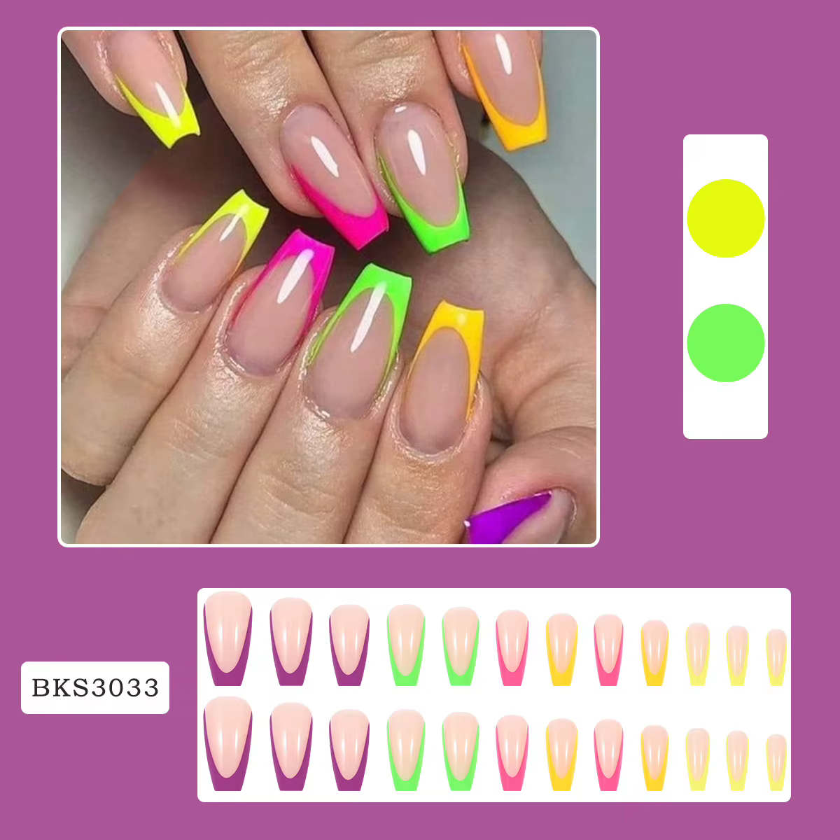 Bâtons de colle simples portables sur faux ongles presse française colorée sur N64 avec motifs longue tête carrée