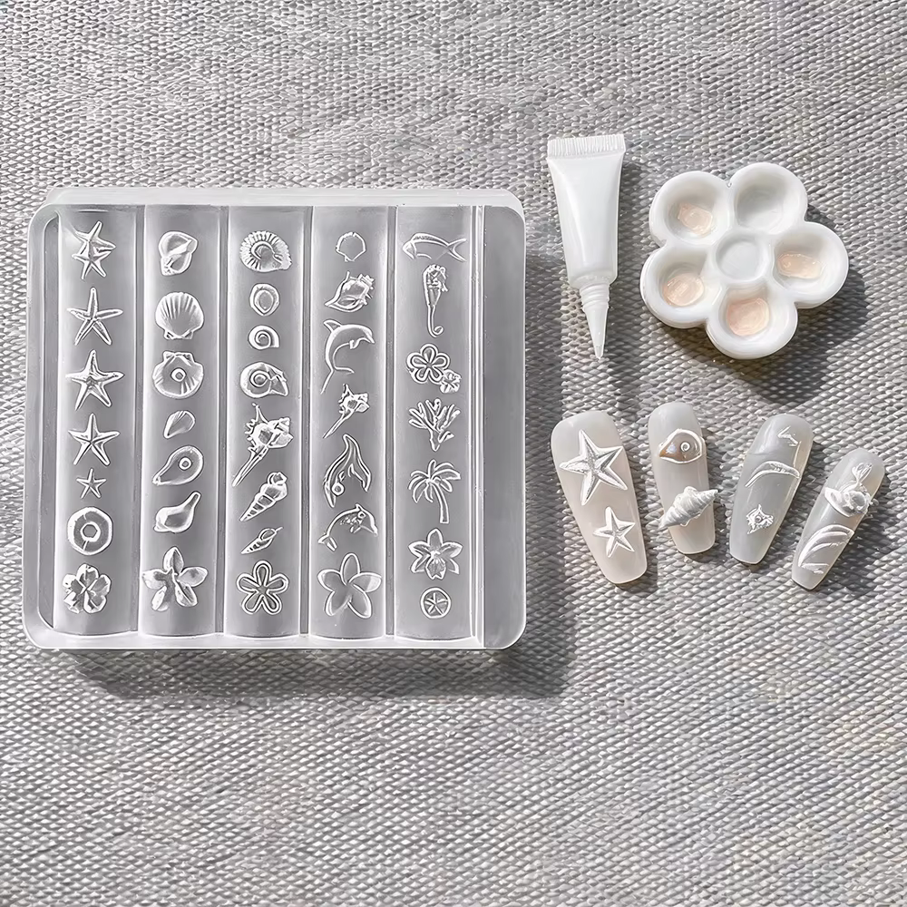 Moule d'art des ongles thème Océan d'été avec coquillages