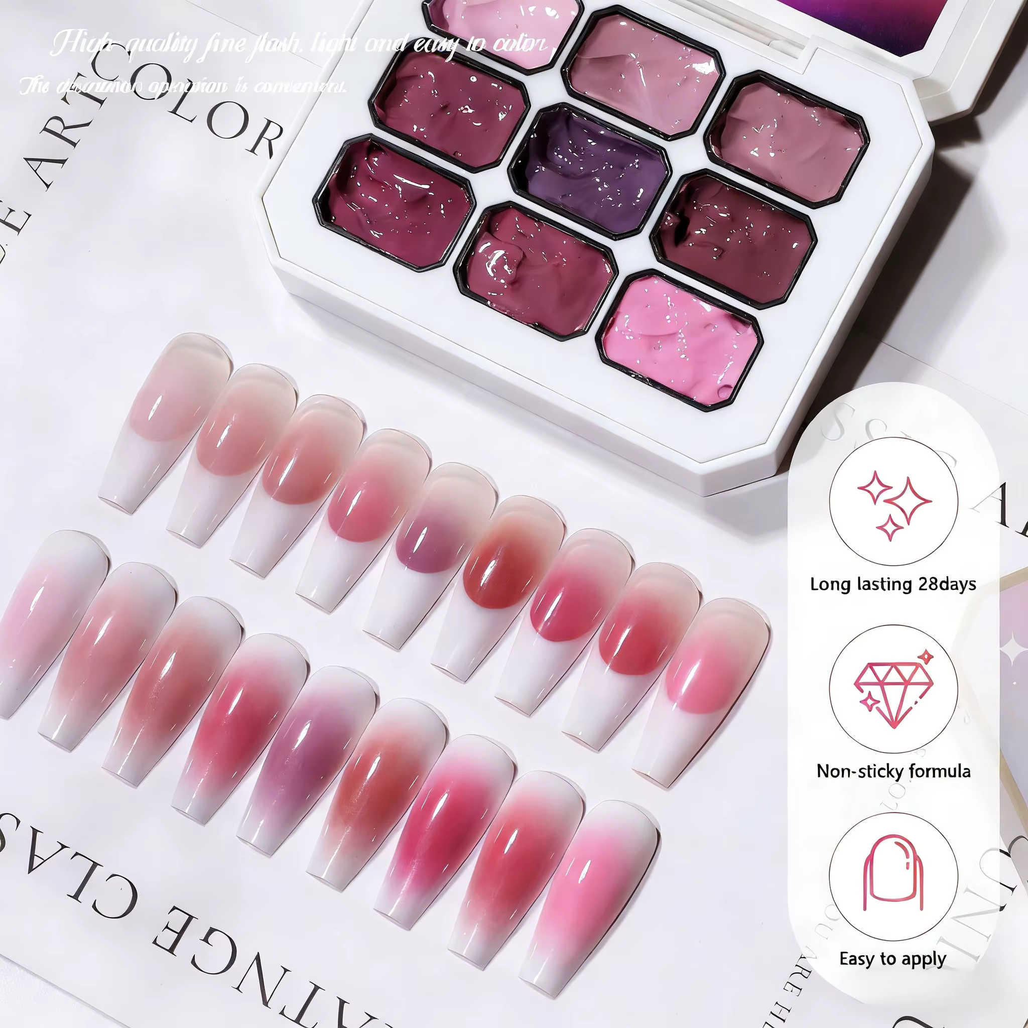 1 pièce Gel à ongles semi-solide rose 9 couleurs