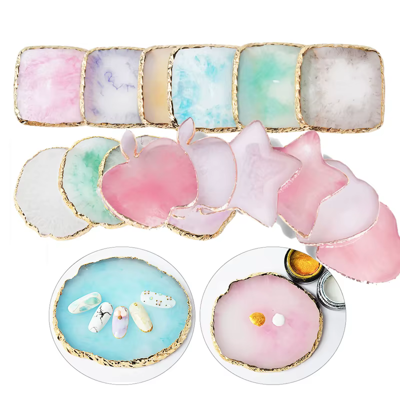 Palette d'art d'ongle de luxe en pierre de résine naturelle