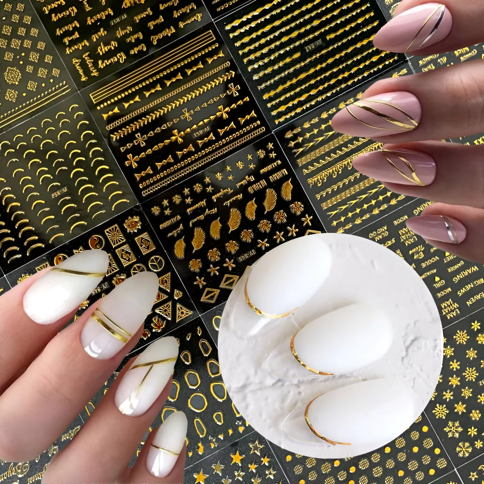 Autocollants pour ongles en or