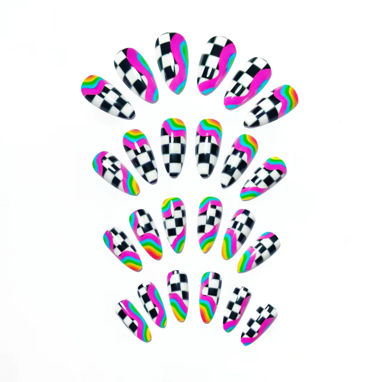 24 faux ongles en forme d'amande à presser