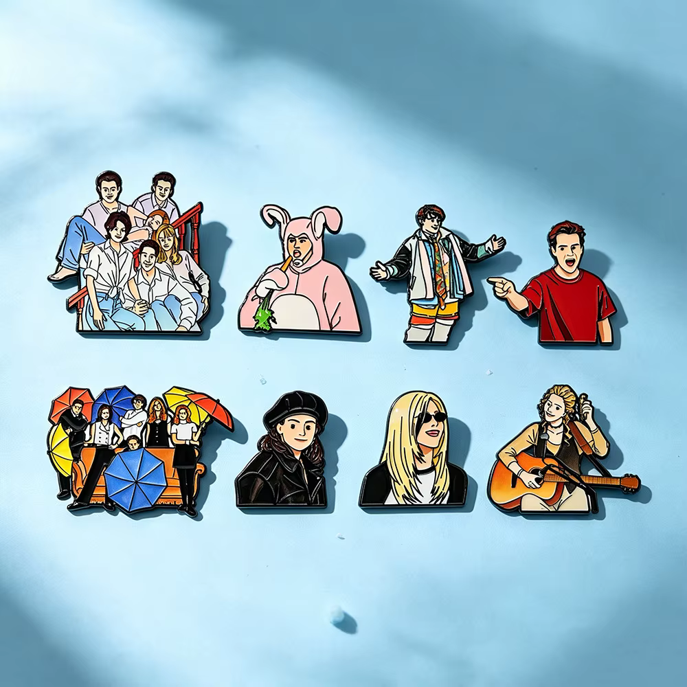 8 Pièces Broches Personnages de Dessins Animés et Anime Friends, Épingles en Émail Mignonnes, Badges Métalliques pour Sac à Dos et Vêtements, Accessoires de Mode, Bijoux Cadeau