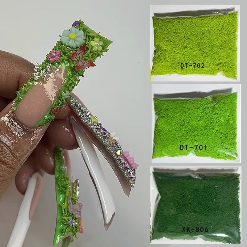 Décoration de charme d'ongle de poudre d'ange d'arbre vert